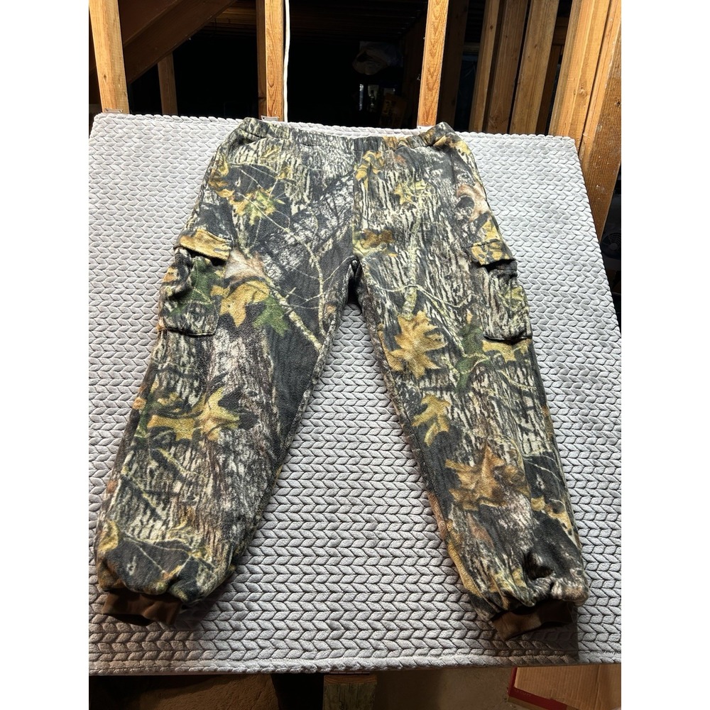 Mens Reversible Camo Blaze Orange Hunting Fleece Pants 40x30 Cargo